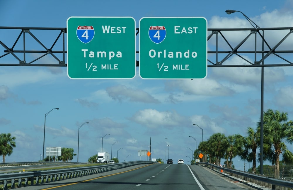 Tampa and Orlando road signs